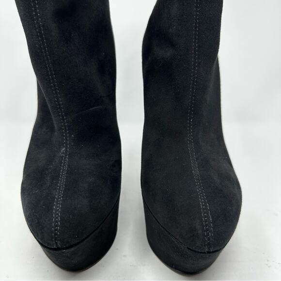 Giuseppe Zanotti Black Suede Platform Wedge Boots Size 38.5 - Picture 3 of 11